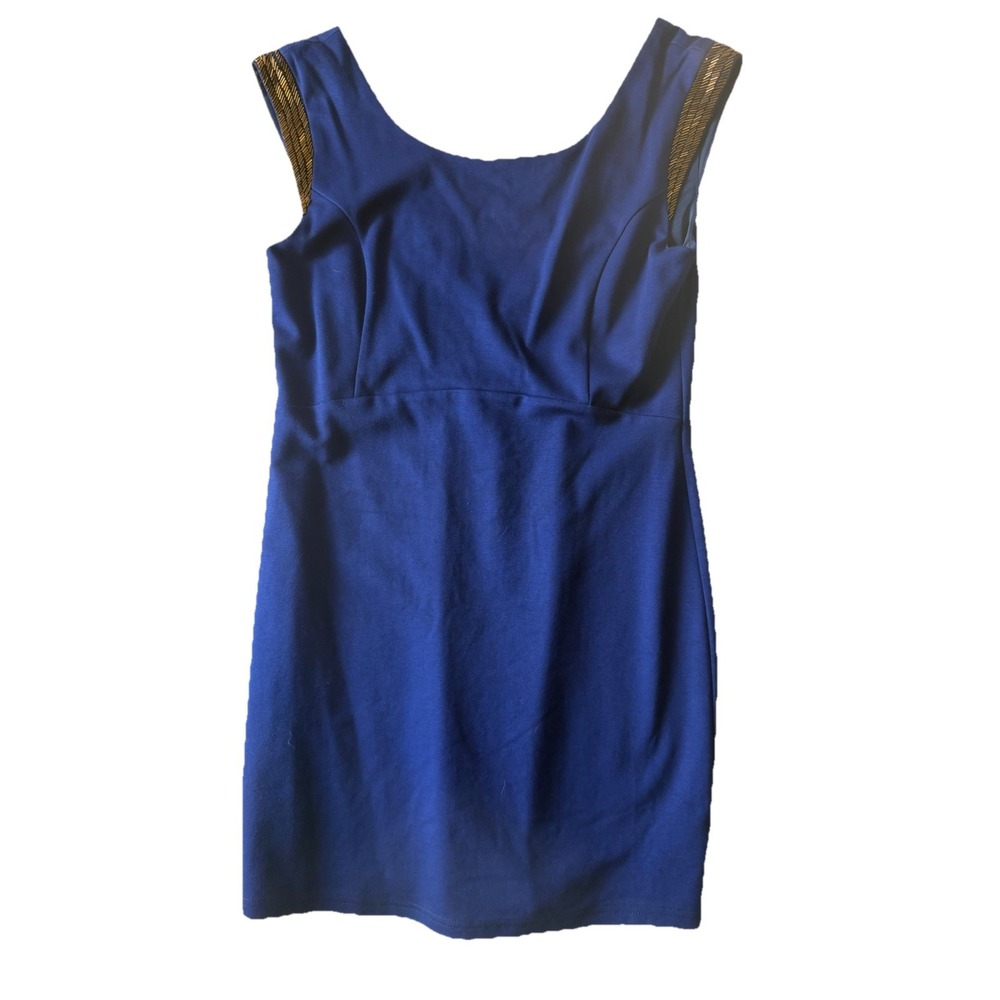 Needle & Thread Royal Blue Bodycon Dress Gold Beaded Sleeveless Women's Size S